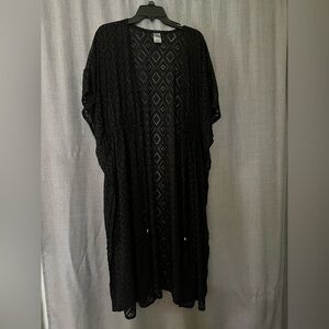 Black Crochet Kimono Cover-Up